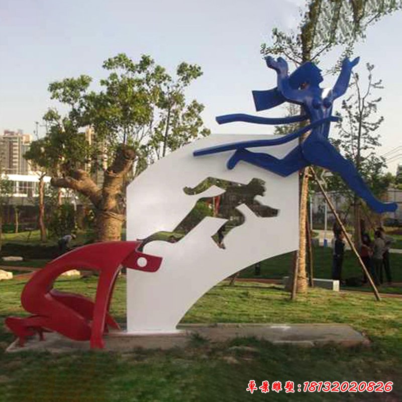 不锈钢本跑人物   公园人物雕塑 (1)