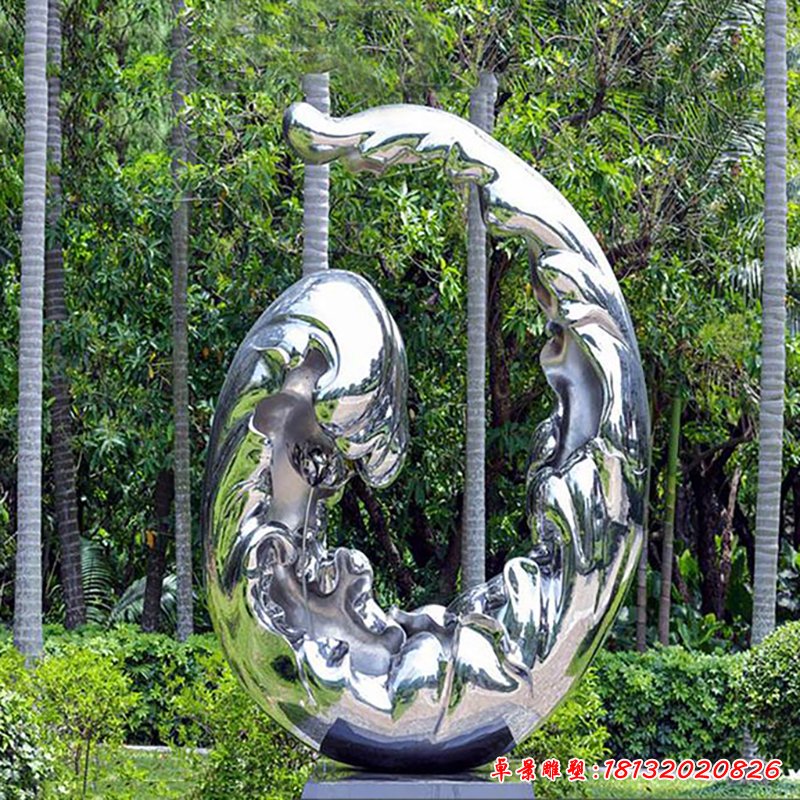 创意浪花公园景观雕塑，不锈钢雕塑 (2)