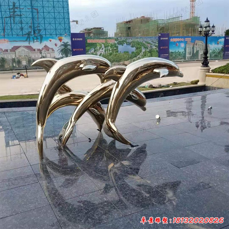 不锈钢海豚雕塑 (5)