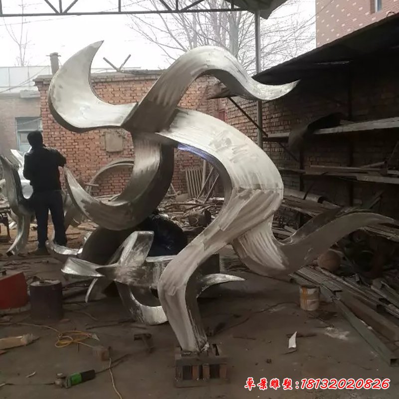 不锈钢跑步雕塑,不锈钢抽象人物雕塑 (3)