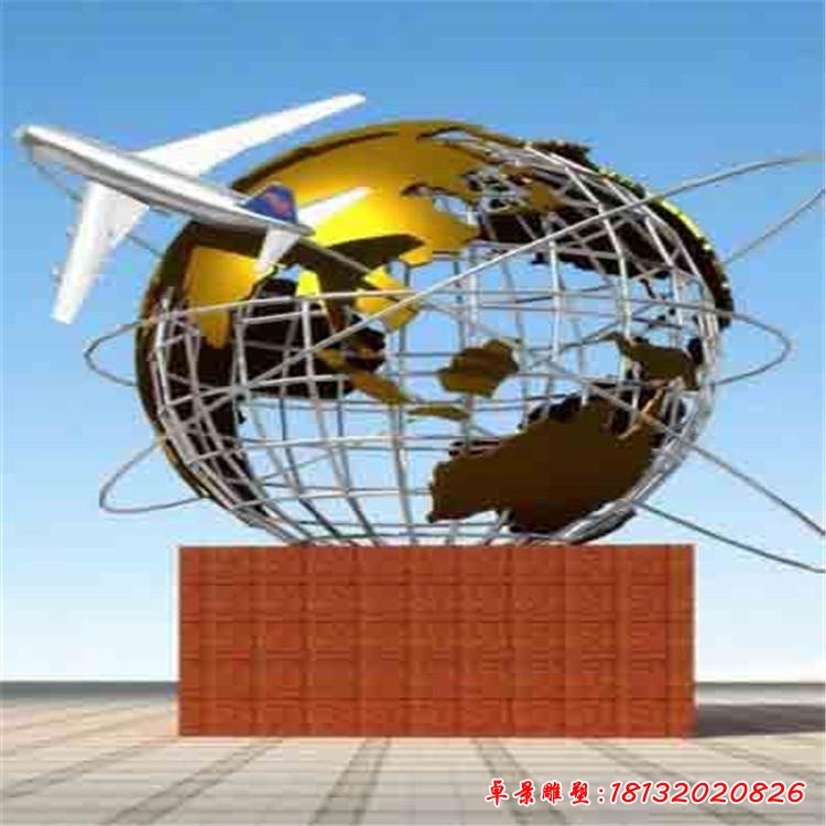 不锈钢镂空地球仪雕塑 (4)