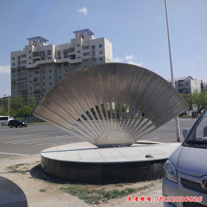 不锈钢扇子雕塑,路边景观雕塑 (3)