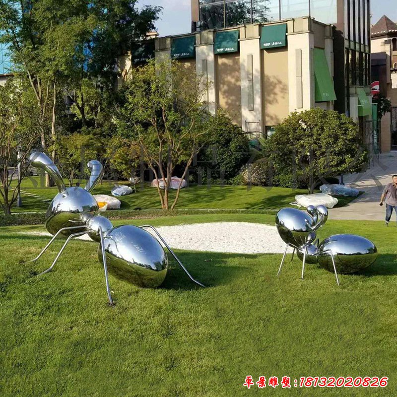 不锈钢镜面蚂蚁雕塑户外公园绿地酒店售楼处仿真动物景观装饰摆件101303