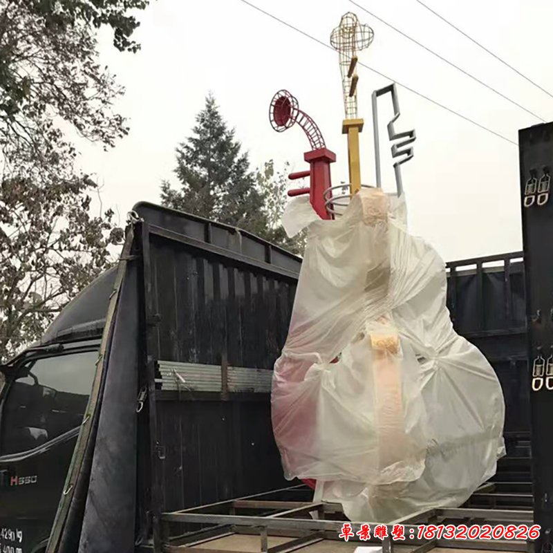 不锈钢抚琴 广场景观雕塑 (2)