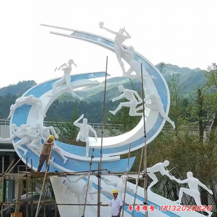 不锈钢月亮奔跑 公园景观雕塑