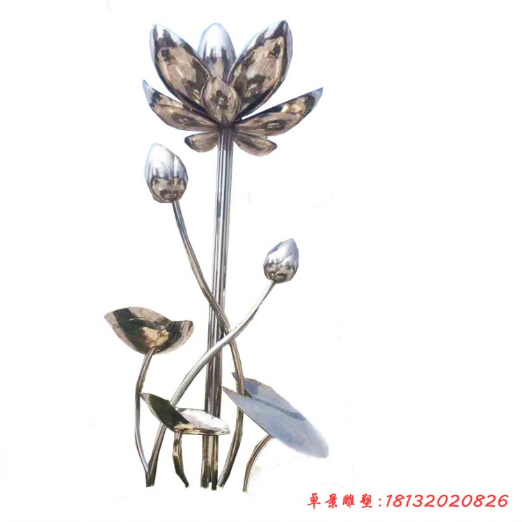 镜面不锈钢荷花雕塑 (14)