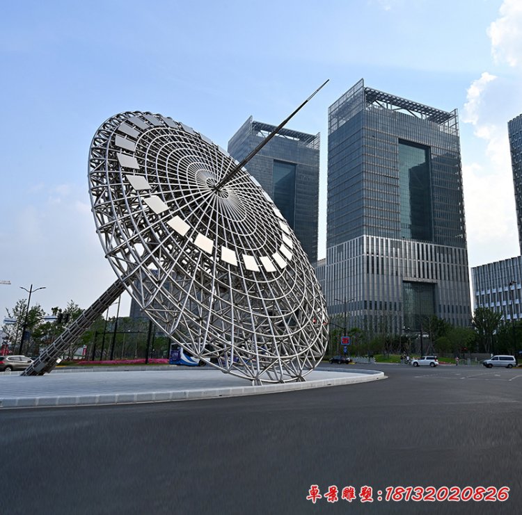 城市大型不锈钢镂空日晷雕塑