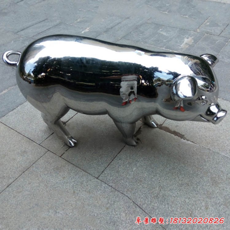 不锈钢猪动物雕塑