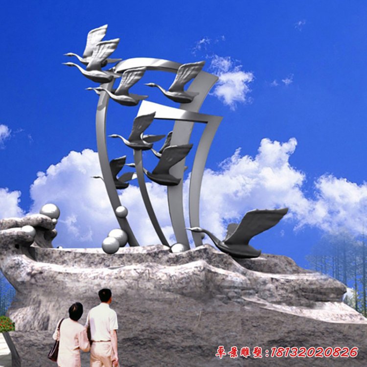 校园不锈钢飞翔雕塑 (17)