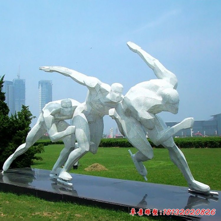 不锈钢人物雕塑,不锈钢滑冰雕塑