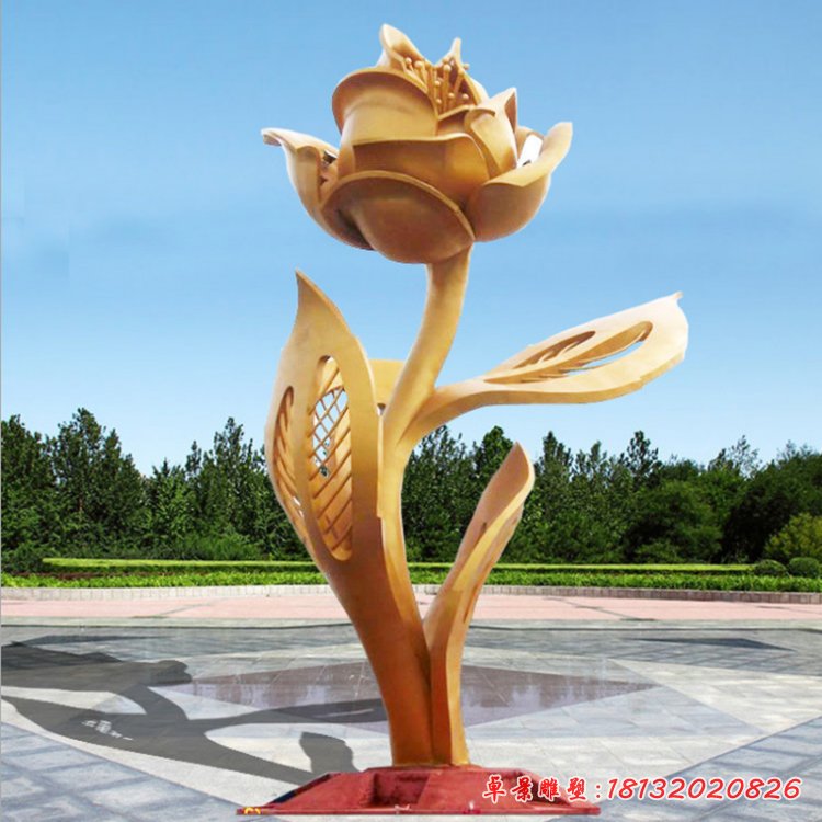 不锈钢抽象玫瑰花雕塑