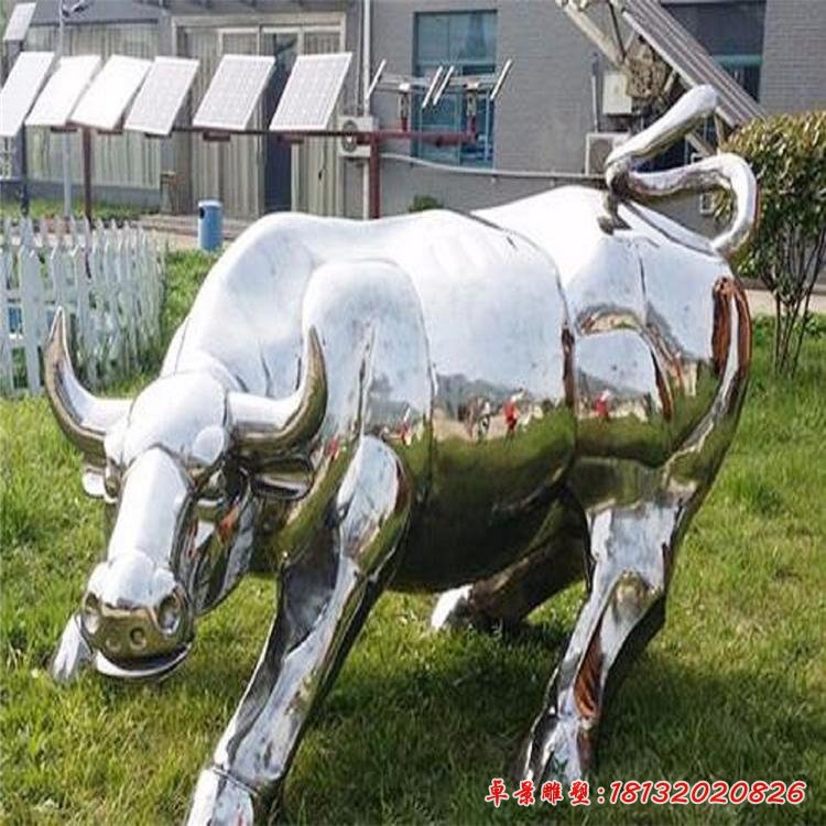 不锈钢镜面牛雕塑