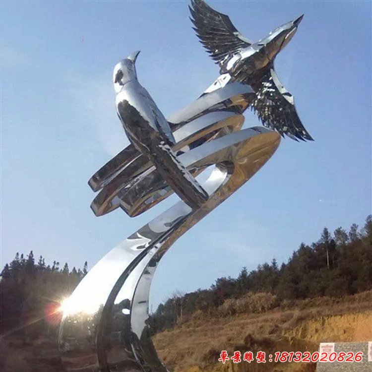 校园不锈钢飞翔雕塑 (1)