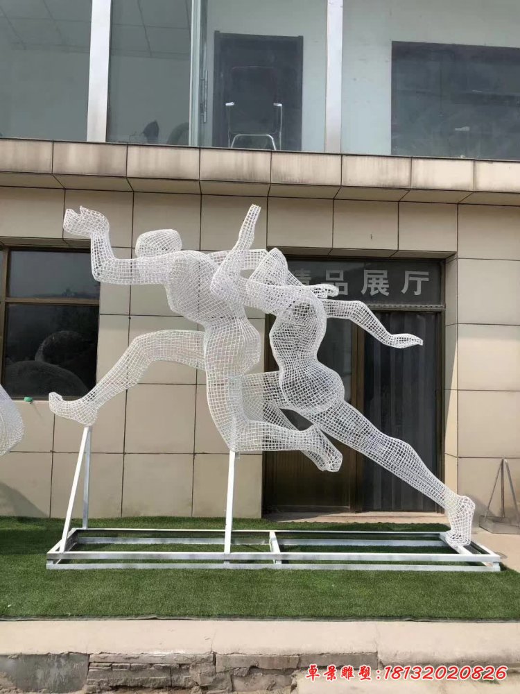 不锈钢运动人物跳远雕塑