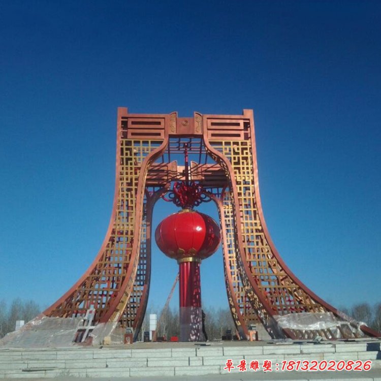 不锈钢红灯笼雕塑,广场不锈钢红灯笼雕塑 (3)