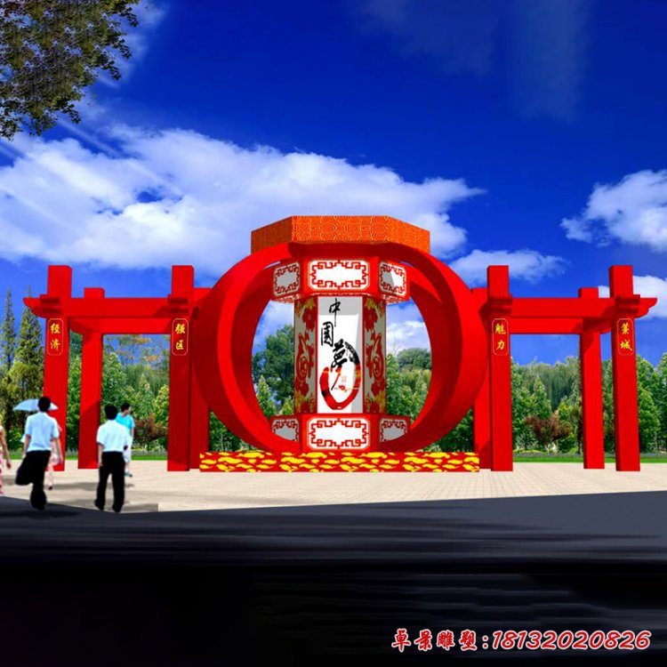 不锈钢中国梦雕塑,不锈钢红灯笼雕塑 (11)