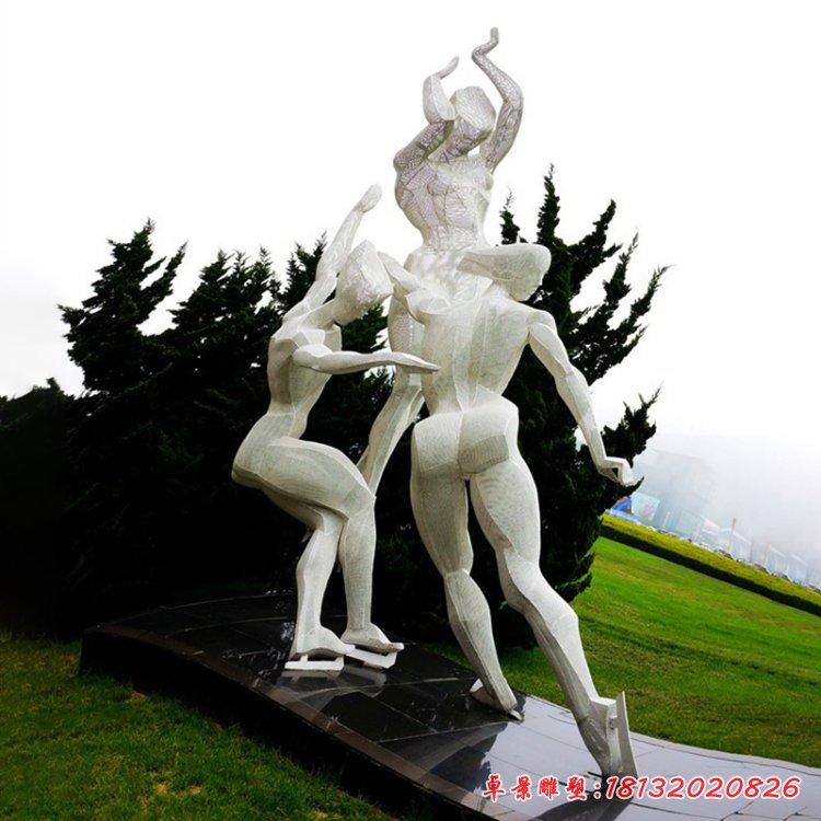 花样滑冰雕塑,不锈钢运动雕塑 (2)