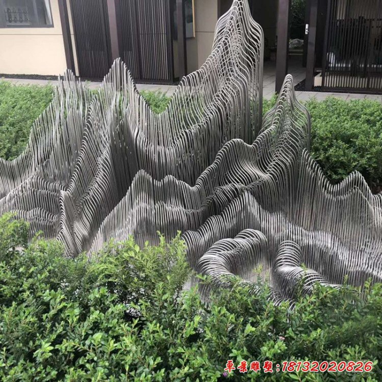 不锈钢镂空假山雕塑 (4)