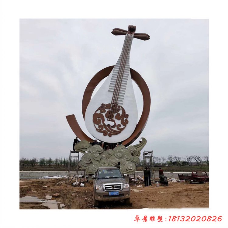 不锈钢抽象提琴雕塑 (2)