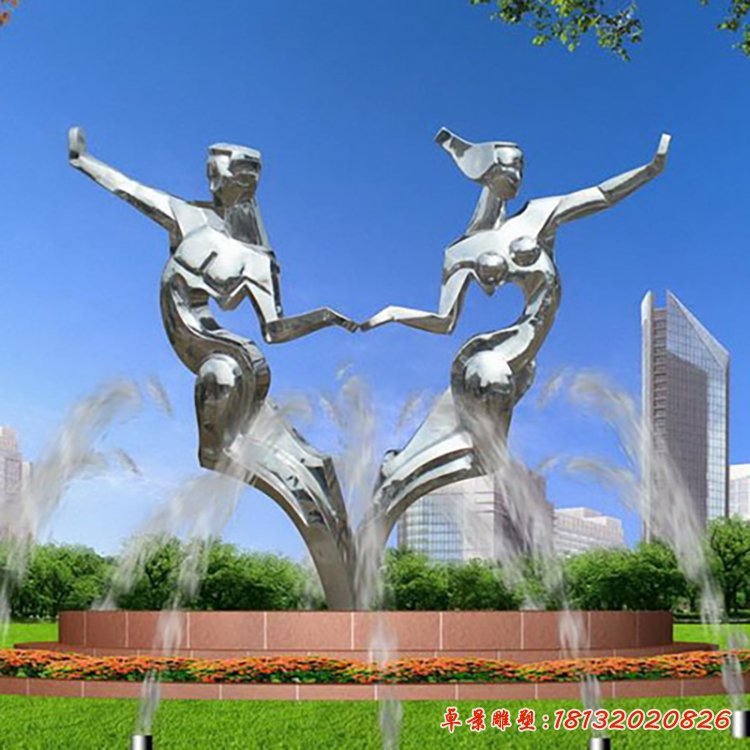 情侣跳舞雕塑，不锈钢抽象人物[1]