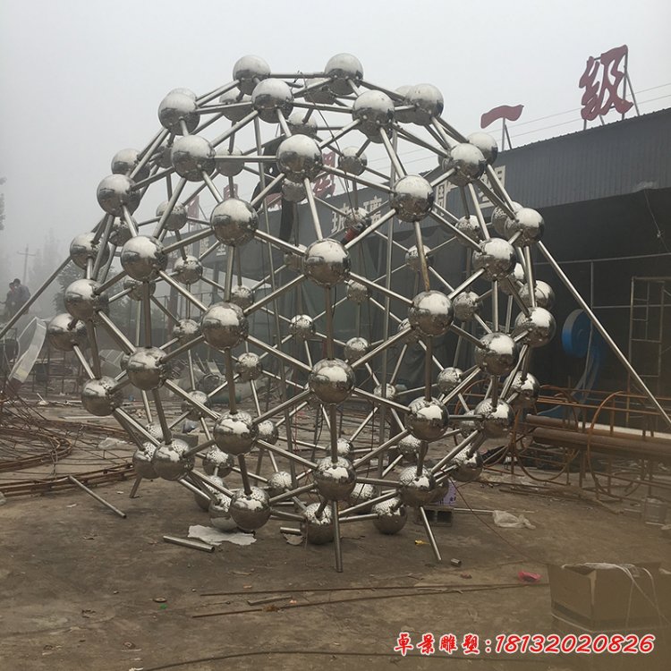 不锈钢原子球雕塑,校园不锈钢雕塑 (1)