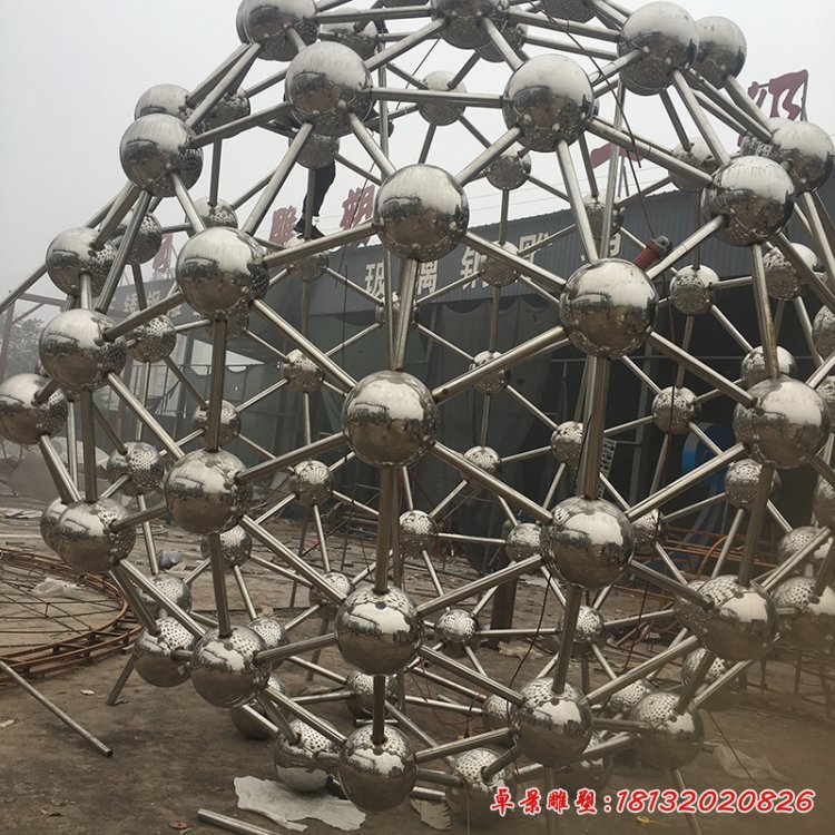 不锈钢原子球雕塑,校园不锈钢雕塑 (2)