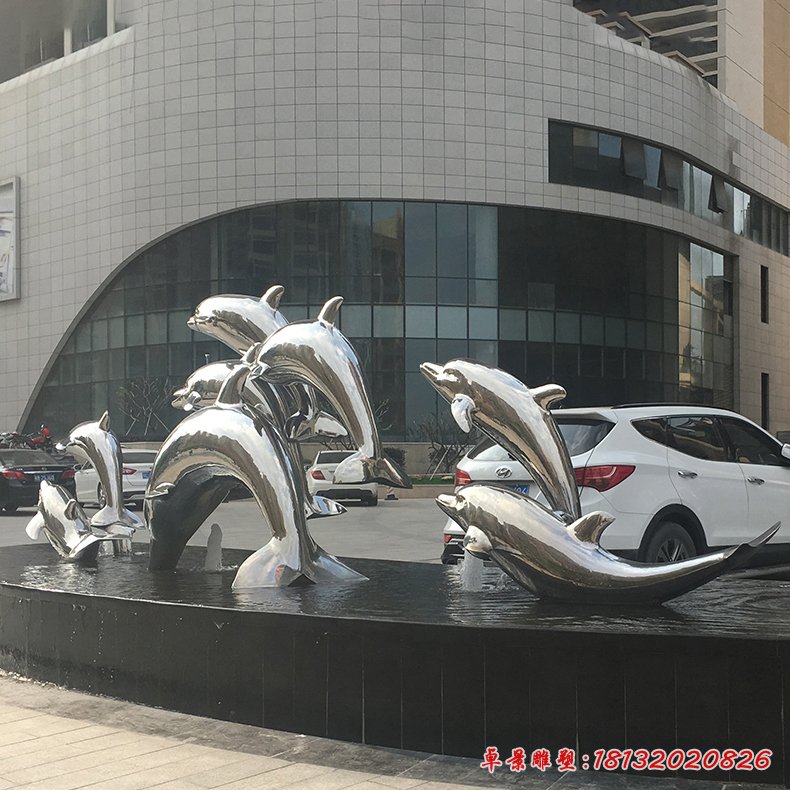 镜面不锈钢海豚雕塑 (5)