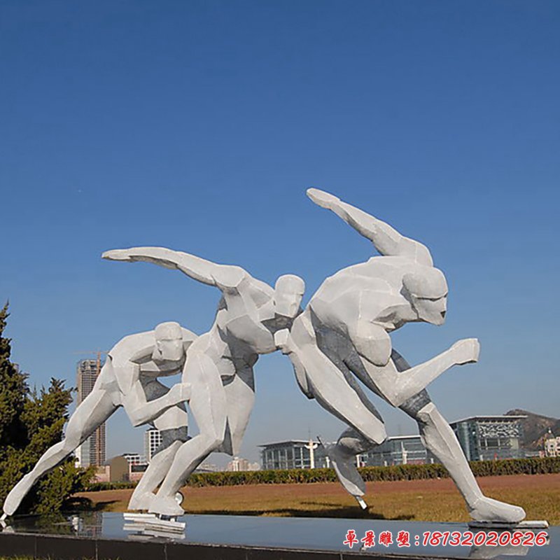 不锈钢滑冰人物  广场人物雕塑 (2)