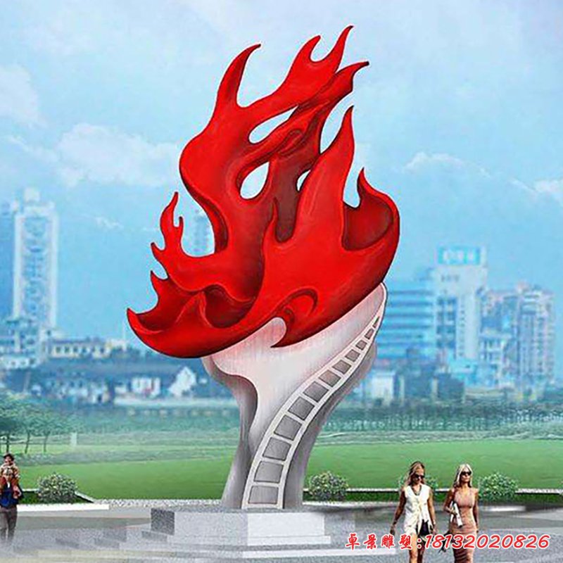 不锈钢火炬雕塑,广场不锈钢景观雕塑 (3)