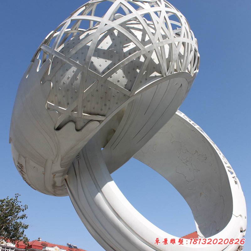 不锈钢戒指雕塑，广场戒指不锈钢雕塑