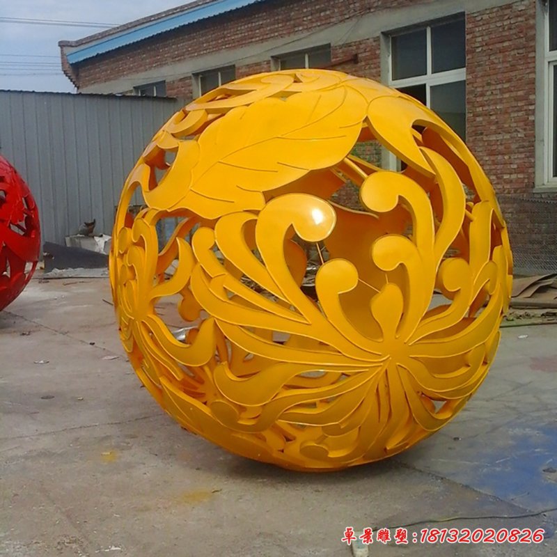 不锈钢镂空球雕塑，学校不锈钢景观球 (1)