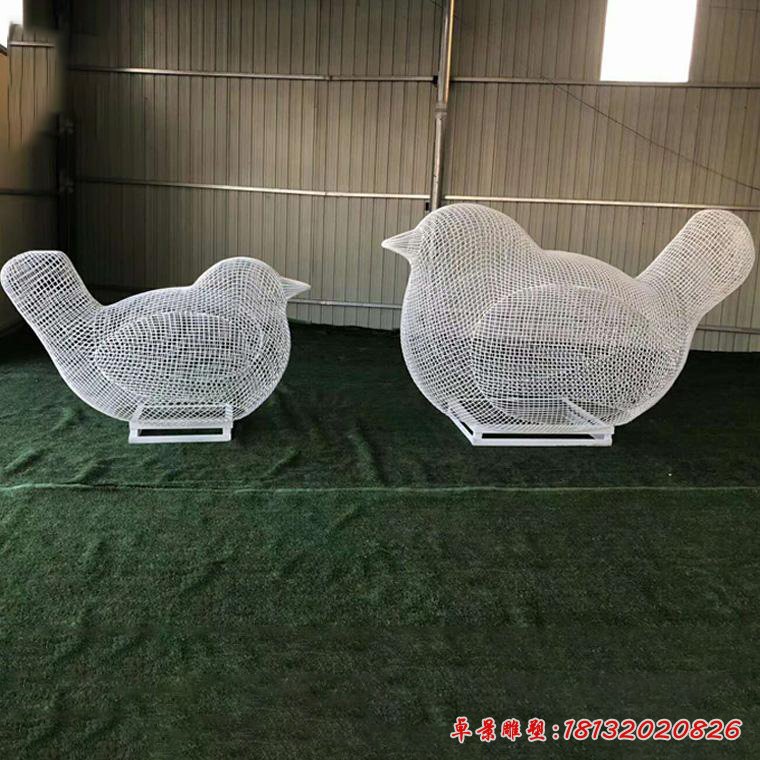 户外不锈钢镂空小鸟雕塑网格小鸟动物景观草坪摆件27314835 (1)