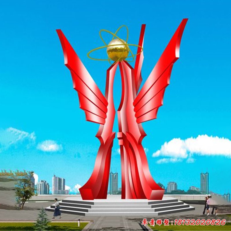 不锈钢共筑辉煌雕塑,不锈钢企业抽象雕塑