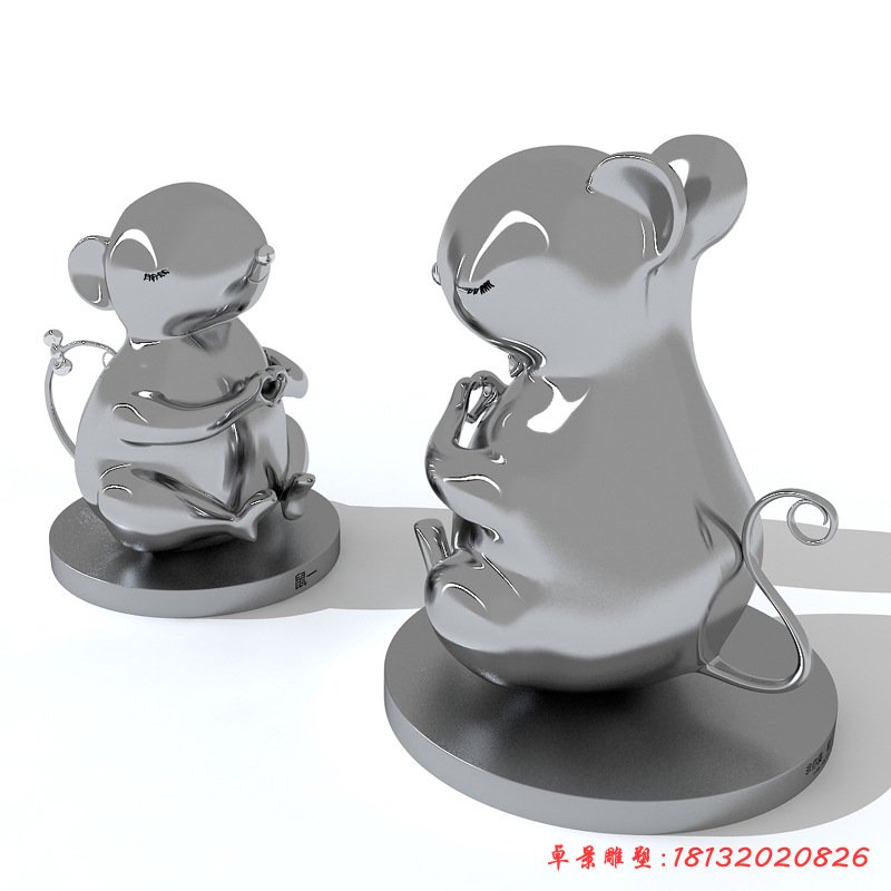 不锈钢镜面老鼠雕塑 (2)