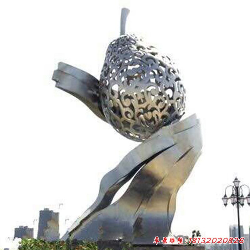 不锈钢梨镂空雕塑