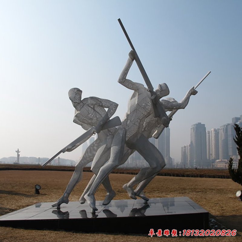 不锈钢射击比赛运动人物雕塑