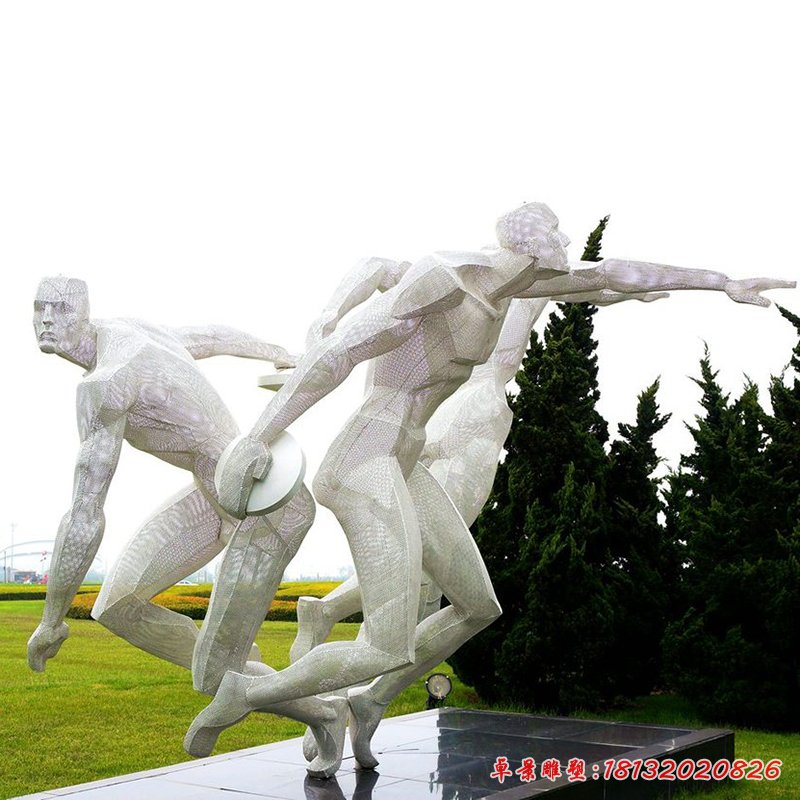 掷铁饼雕塑，不锈钢运动员雕塑[1]