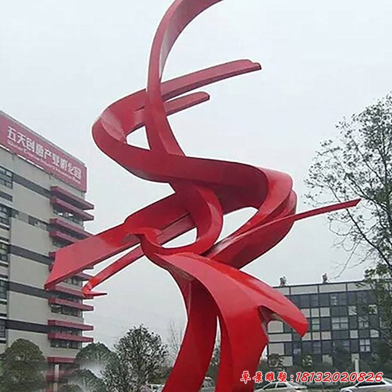 不锈钢枫叶彩带雕塑 小区景观雕塑 (1)