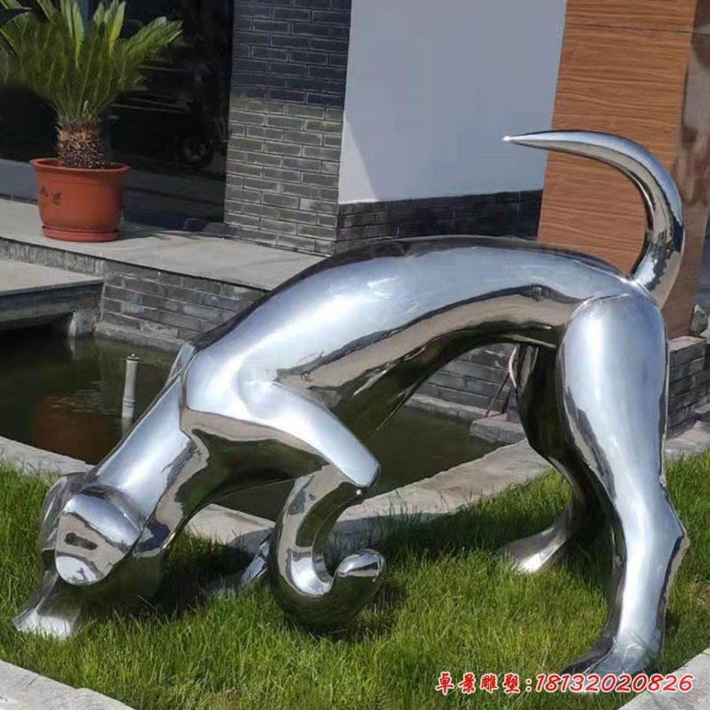 不锈钢狗动物镜面雕塑