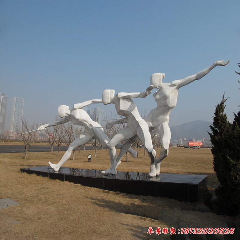 击剑雕塑,不锈钢运动雕塑