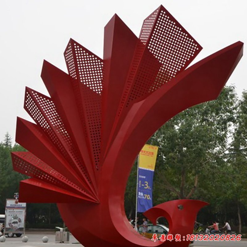 不锈钢孔雀雕塑 公园景观雕塑