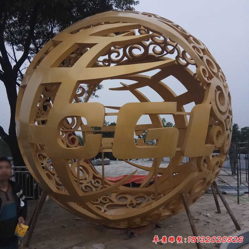 镂空球雕塑，不锈钢景观雕塑 (2)