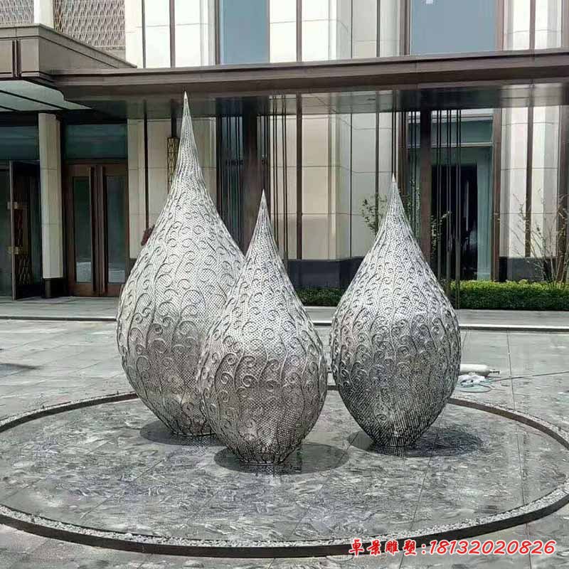 不锈钢水滴抽象景观雕塑