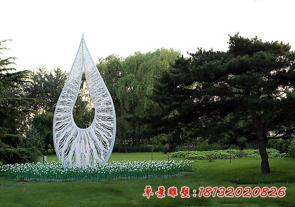 不锈钢倒着的水滴雕塑 不锈钢抽象雕塑 公园景观雕塑(1)