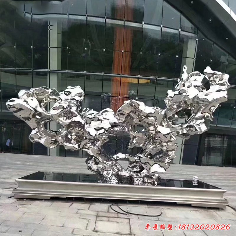 不锈钢抽象太湖石雕塑(4)