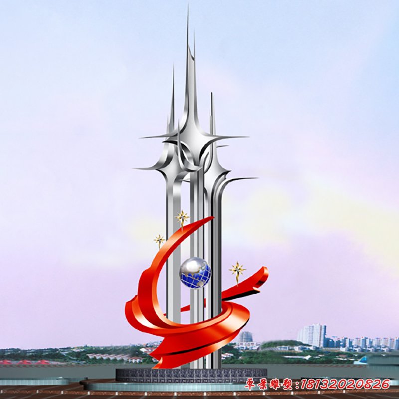 齐心协力不锈钢雕塑，不锈钢企业雕塑