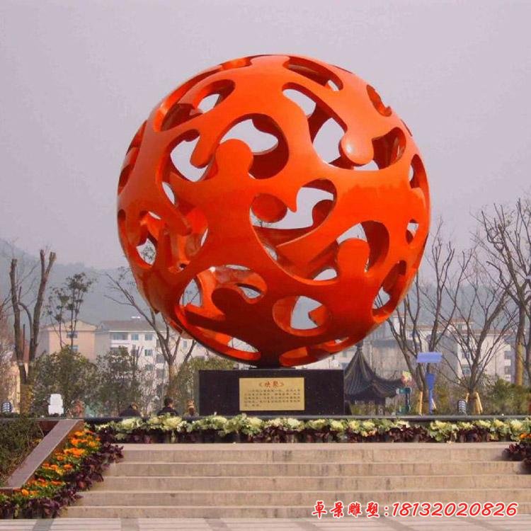 不锈钢团结景观球雕塑