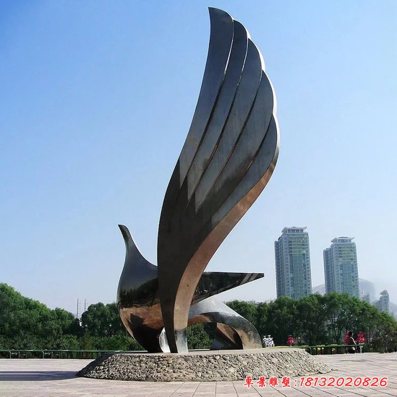 不锈钢抽象翅膀雕塑,广场不锈钢抽象雕塑 (3)