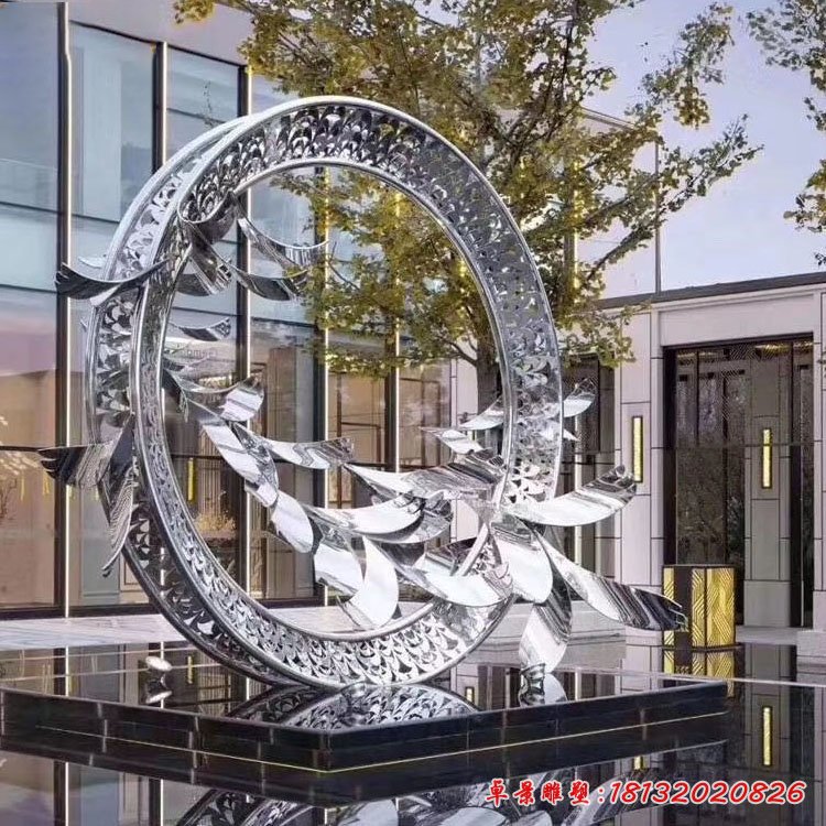 大雁抽象圆环不锈钢雕塑 (2)[1]