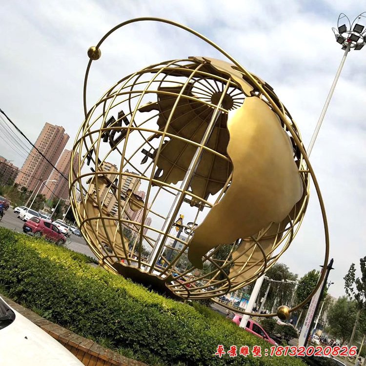 大型地球仪不锈钢雕塑 (2)
